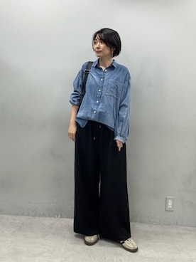 「LARUTA（ラルータ）の【LARUTA】サンディカットジャージーパンツ（その他パンツ、ブラック系）」を使った、あずささん（レディース・165cm）の春コーディネート