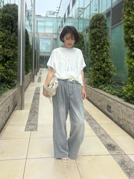 「LARUTA（ラルータ）の【LARUTA】スクエアショルダーバッグ（ショルダーバッグ、ホワイト系）」を使った、あずささん（レディース・165cm）の夏コーディネート