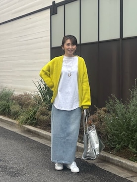 「LARUTA（ラルータ）の【LARUTA】断ち切りスキッパー裏毛プルオーバー（Tシャツ/カットソー、グレー系）」を使った、あずささん（レディース・165cm）の春コーディネート