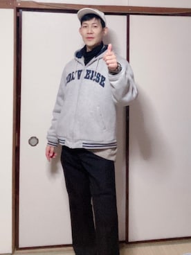 「CONVERSE（コンバース）のアイテム（スタジャン）」を使った、たなこう たなおさん（メンズ・175cm）の冬コーディネート