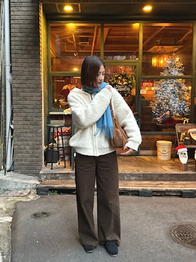 「アイテム（マフラー）」を使った、nanohaさん（レディース・164cm）の秋コーディネート