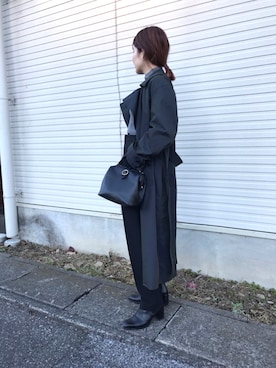 「リブニット」｜「アイテム（トレンチコート）」を使った、i k k y u 𓅿さん（レディース・157cm）の秋コーディネート