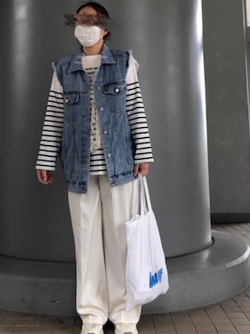 「BEAMS BOY（ビームスボーイ）のBEAMS BOY / 2WAY レース アームカバー（付け襟）」を使った、AYUMIさん（レディース・157cm）の春コーディネート