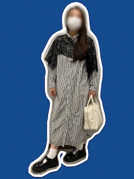 「BEAMS BOY（ビームスボーイ）のアイテム（シャツワンピース）」を使った、AYUMIさん（レディース・158cm）の秋コーディネート