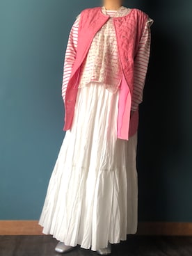 「BEAMS BOY（ビームスボーイ）のBEAMS BOY / 2WAY レース アームカバー（付け襟）」を使った、AYUMIさん（レディース・157cm）の春コーディネート