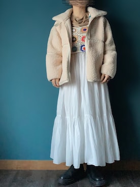 「WC（ダブル シー）のアイテム（ベスト）」を使った、AYUMIさん（レディース・158cm）の冬コーディネート