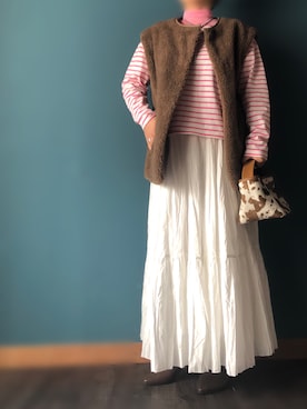 「アイテム（ブーティ、ブラウン系）」を使った、AYUMIさん（レディース・157cm）の冬コーディネート