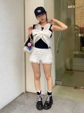 「Dr. Martens（ドクターマーチン）のアイテム」を使った、星野りよんさん（骨格ストレート・レディース・152cm）の夏コーディネート