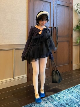 「カチューシャ」｜星野りよんさん（レディース・152cm）の夏コーディネート