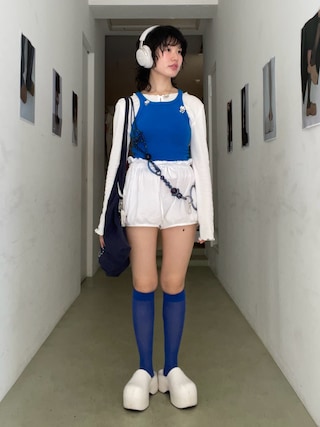 「Ray BEAMS(レイビームス)のRay BEAMS / シアー ハイソックス(ソックス/靴下)」を使った、星野りよんさん(レディース・152cm)の夏コーディネート