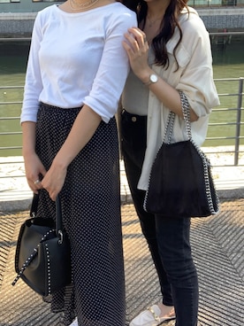 「ROSE BUD（ローズバッド）のスタッズショルダーバッグ（ショルダーバッグ）」を使った、ちさん（レディース・163cm）の夏コーディネート