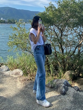 「ROSE BUD（ローズバッド）のスタッズショルダーバッグ（ショルダーバッグ）」を使った、ちさん（レディース・163cm）の夏コーディネート