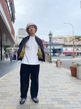 「ワークパンツ」｜「アイテム（ブルゾン）」を使った、kawakamiさん（メンズ・171cm）の秋コーディネート