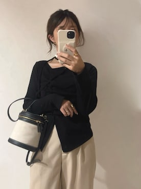 「tiptop（ティップトップ）のアイテム」を使った、ミズタマ⭐︎さん（レディース・157cm）の秋コーディネート