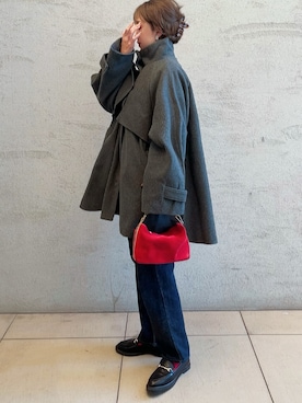 「アイテム（トレンチコート）」を使った、ミズタマ⭐︎さん（レディース・157cm）の冬コーディネート