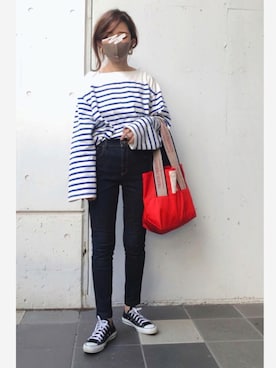 「アイテム（その他、ブルー系）」を使った、ミズタマ⭐︎さん（レディース・157cm）の秋コーディネート