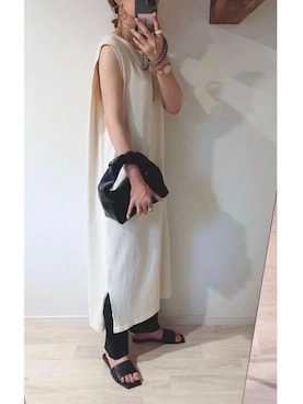 「黒サンダル」｜ミズタマ⭐︎さん（レディース・157cm）の夏コーディネート