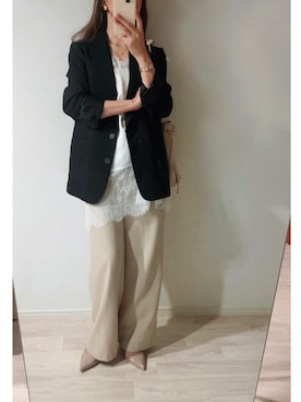 「アイテム（イヤリング）」を使った、ミズタマ⭐︎さん（レディース・157cm）の春コーディネート