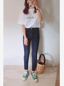 「TIMEX（タイメックス）のアイテム」を使った、ミズタマ⭐︎さん（レディース・157cm）の春コーディネート