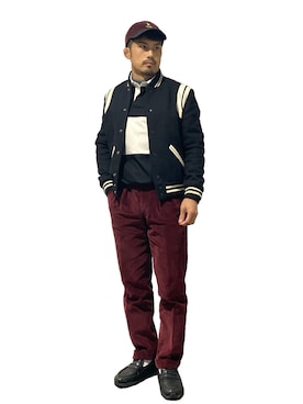 「アイテム（スタジャン）」を使った、KOJIさん（メンズ・173cm）の冬コーディネート