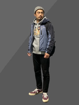 「ポロベアー」｜「アイテム（パーカー）」を使った、KOJIさん（メンズ・174cm）の冬コーディネート