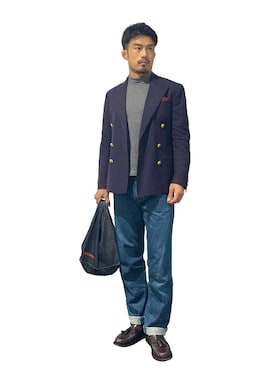 「アイテム（トップス）」を使った、KOJIさん（メンズ・173cm）の秋コーディネート