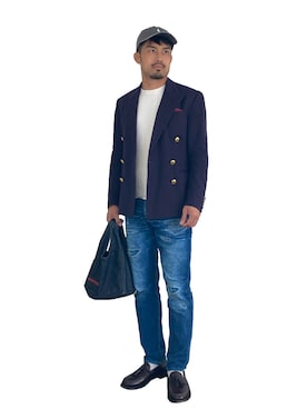 「アイテム（帽子、グレー系）」を使った、KOJIさん（メンズ・173cm）の冬コーディネート