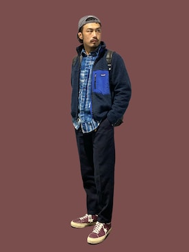 「レトロX」｜「アイテム（キャップ）」を使った、KOJIさん（メンズ・174cm）の秋コーディネート