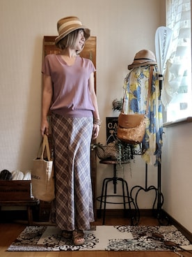「アイテム（ニット/セーター）」を使った、𝓮𝓽𝓼𝓾*さん（レディース・157cm・40代）の夏コーディネート