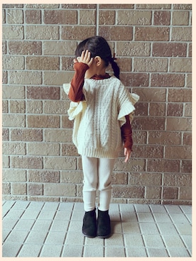 「ヒラキ（ヒラキ）のアイテム（ブーツ）」を使った、聖さん（キッズ・100cm）の冬コーディネート