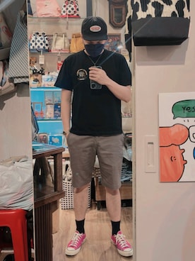 「METALIZE（メタライズ）のアイテム」を使った、Yu Shuo Changさん（メンズ・180cm）の夏コーディネート