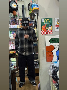 「アイテム（帽子）」を使った、Yu Shuo Changさん（メンズ・180cm）の冬コーディネート