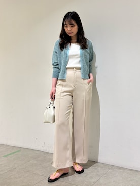 「qualite（カリテ）の【前後で着用可能！新色追加】2WAYスクエアノースリーブニット/インナー/春服/夏服/オフィスカジュアル（タンクトップ、ホワイト系）」を使った、Shihoさん（レディース・168cm）の春コーディネート