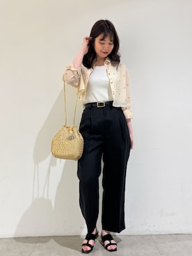 「ショート丈トップス」｜「アイテム（サンダル）」を使った、Shihoさん（レディース・168cm）の夏コーディネート