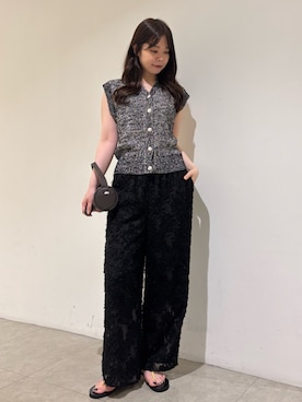 「qualite（カリテ）のドライモール畦ニット（ニット/セーター、ブラック系）」を使った、Shihoさん（レディース・168cm）の秋コーディネート