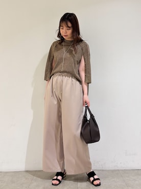 「qualite（カリテ）の【セットアップ対応】ウールライクイージーパンツ/夏服/オフィス（その他パンツ）」を使った、Shihoさん（レディース・168cm）の夏コーディネート