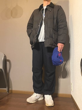 「barbour」｜「アイテム（ダウンジャケット/コート）」を使った、カカシさん（メンズ・182cm）の冬コーディネート