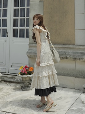 「アイテム（ワンピース/ドレス）」を使った、村田倫子さん（レディース・163cm）の夏コーディネート