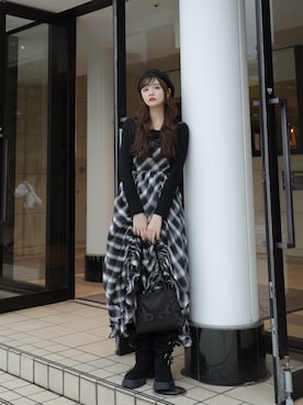 「アイテム（ワンピース/ドレス）」を使った、村田倫子さん（レディース・163cm）の秋コーディネート