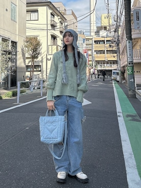 「idem（イデム）のアイテム（帽子）」を使った、村田倫子さん（レディース・163cm）の冬コーディネート