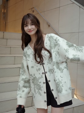 flower china cardigan/花柄ジャガードカーディガンを使った人気