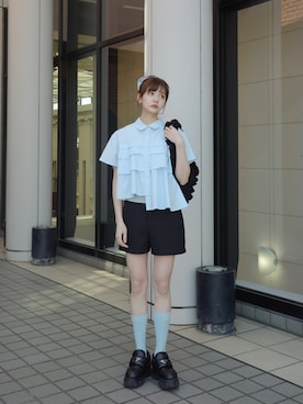 「JEANASIS（ジーナシス）のアイテム（パンツ）」を使った、村田倫子さん（レディース・163cm）の春コーディネート