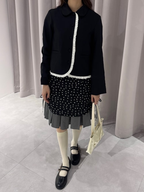 スカート drawstring check pleats skirt / ローウエストドロスト