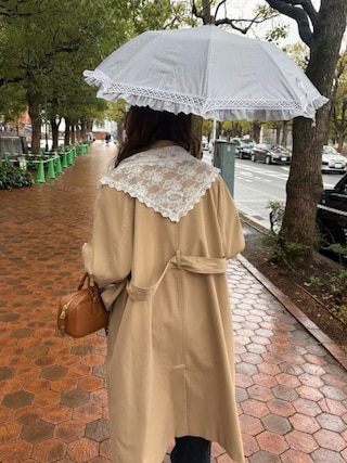 「idem（イデム）のidem big lace scarf  / マルチウェイビッグレーススカーフ（ストール/ショール）」を使った、村田倫子さん（レディース・163cm）の春コーディネート