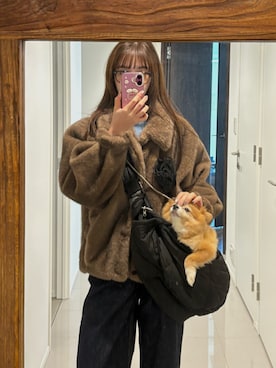 「ファーコート」｜「アイテム（その他アウター）」を使った、村田倫子さん（レディース・163cm）の冬コーディネート