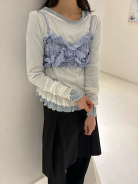 「idem（イデム）のアイテム（トップス）」を使った、村田倫子さん（レディース・163cm）の春コーディネート