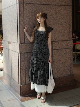 「アイテム（ワンピース）」を使った、村田倫子さん（レディース・163cm）の夏コーディネート
