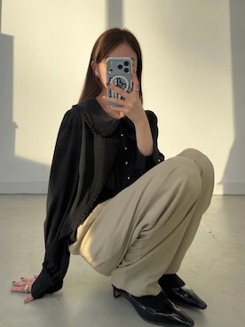 「idem（イデム）のアイテム」を使った、村田倫子さん（レディース・163cm）の秋コーディネート