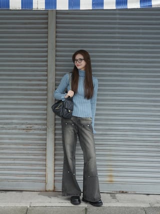 「idem(イデム)のfrill turtleneck lib knit / フリルタートルネックニット(ニット/セーター)」を使った、村田倫子さん(レディース・163cm)の秋コーディネート