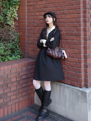 新品 24AW idem イデム ロングスリーブポロミニワンピース idem